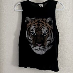 Black tank top with tiger on the front